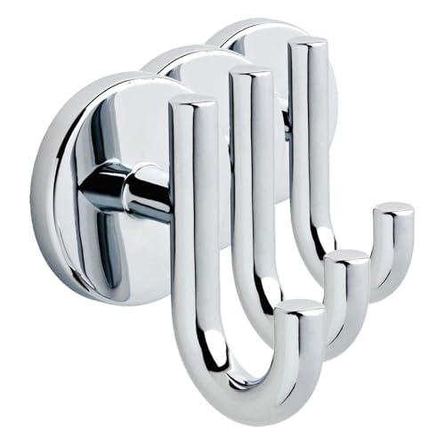 Image of DELTA Trinsic (3-Pack) Towel Hooks Polished Chrome Single Bathroom Hooks Wall Mounted for Robes & Towels Hand Towel Hook Holder Kitchen, Bathroom Accessories