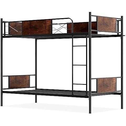 RELAX4LIFE Metal Bunk Bed with Ladder Cover