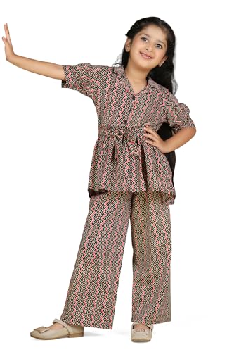Image of Fashion Dream Girl's Cotton Blend Printed Co-ord Set|Clothing Set|Combo Set|Casual Wear|Coordinate Outfit for Girls|Two-Piece Set