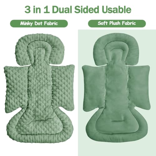 Image of Infant Car Seat Insert Boy Girl, 3 in 1 Newborn Carseat Insert with Strap Pads, Car Seat Head Support for Baby Strollers, Swings, and Bouncers, Comfortable and Machine Washable, Forest Green
