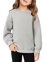 Haloumoning Sweatshirt Mädchen Rundhals Oversized Pullover Kinder Leichtgewicht Sport Langarmshirt Einfarbig Basic Langarm Tops 5-14 Jahre, Grau, 11-12 Jahre