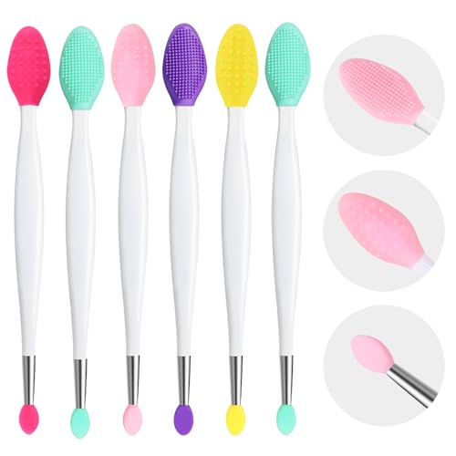 Yoizyfree Lip Scrubber - 6 Pcs Dual-ended Lip Scrub Brush Lip Exfoliator Tool 3-in-1 Silicone Lip Brush Lip Mask Applicator Lip Scrub Tool