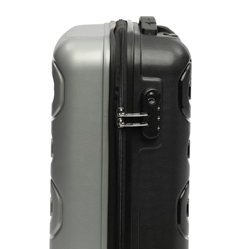 Image of Yayavar Tokyo Textured ABS Hard-Sided Suitcase Bag - 120L| Dual Color Trolley with 4 Spinner Wheels, Number Lock, Water Resistant | Luggage Bag for Travel (Silver & Black, 71cm, Large)