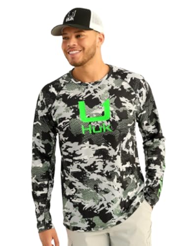 HUK Men's Kc Scott Patterned Pursuit Hoodie, Hooded Fishing Shirt