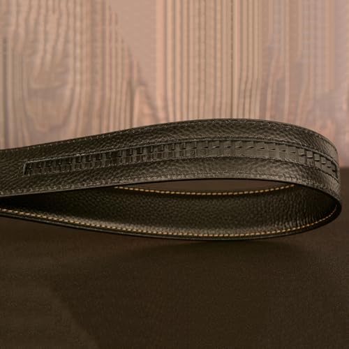 Men's Stitching Leather Ratchet Adjustable Belt Gold Animal Shape Sliding Buckle Vintage Engraved Dress Casual Strap4