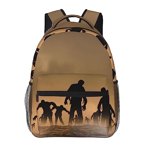 Sac à dos d'école anti-fatigue pour filles et garçons avec fermeture éclair zombie