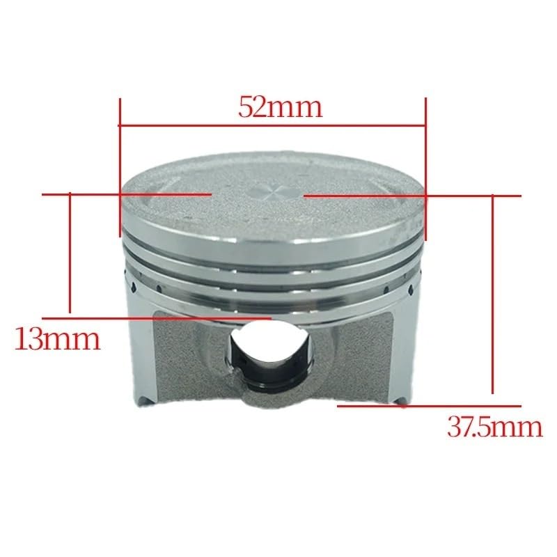 Piston 52mm résout perte compression Suzuki AN125 kit axe 14mm avec anneaux - 2