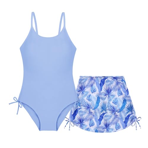Image of Weixinbuy Girl's One Piece Swimsuits with Mesh Skirt Bathing Suits Swimwear with Cover Up for Girls 9-16 Years