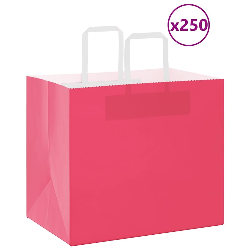 Bolsas de papel 250 piezas con asas rosa 32 x 22 x 28 cm