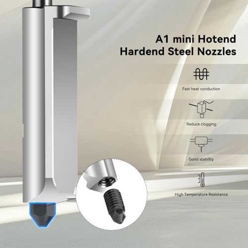 Image of 3D Printer Hotend for Bambu Lab A1 Mini 0.4mm a1 Extrusion Head, Removable Hardened Steel 0.4mm Nozzle with High Temperature Resistant Silicone Sleeve