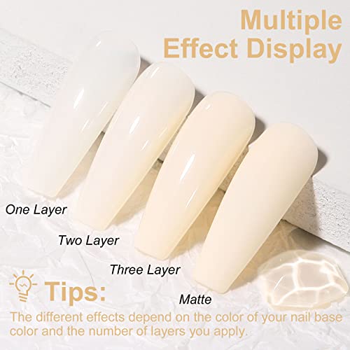 Aillsa White Gel Polish - Beige White Jelly Gel Nail Polish Translucent Soak Off U V Gel Polish Rice White Nail Polish Gel For Nail Art Manicure Diy At Home 0.51 Fl Oz /Gb47 #TOP4