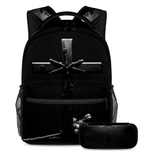 Ensemble de 2 sacs d'école croix noire cadeau idéal pour la rentrée ado