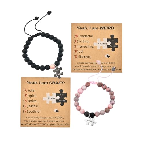 Couples Bracelets for Him and Her Set Wedding Anniversary Birthday Gifts for Men Women Husband Wife Engagement Gifts for Fiancee Graduation Birthday Gift for Girlfriend Boyfriend Matching Bracelets for Bf Gf
