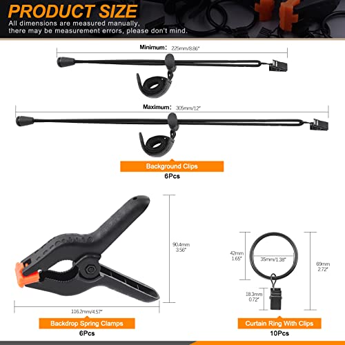 Rustark 22Pcs Backdrop Kit with Clips, Clamps, Rings & Spring Clamps for Photography & Video Studio by Rustark - Image 2