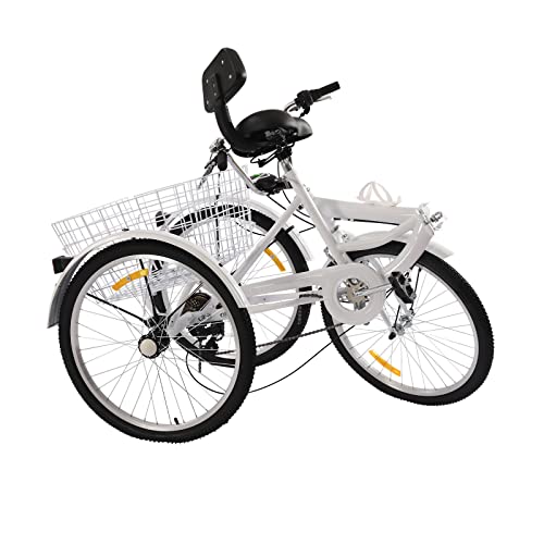 Miniatura 3 de Awolsrgiop Triciclo Para Adultos De 24 Pulgadas, Plegable, 3 Ruedas, 7 Velocidades, Bicicleta Para Adultos, Triciclo, Triciclo, Bicicleta De Crucero, Con Luz Led, Cesta De Verduras, Portavasos