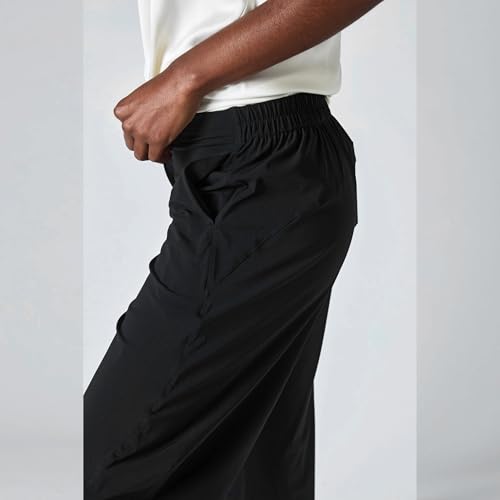 SeeLuNa Women Barrel Travel Pants Elastic Waistband Tapered Leg Baggy Mid Rise Work Trousers Lounge Pant with Pockets - Image 5