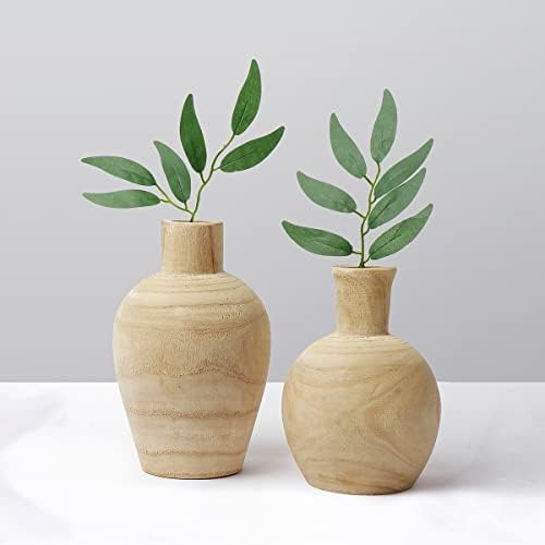 Warm Toast Designs - Wood Vase 2 Vase Set Farmhouse Vases for Decor - Boho Vase - Vases for Living Room Decorations - Wooden Vase Set Makes Stunning Decorative Vases for Home Decor