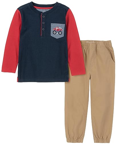 Image of Kids Headquarters Boys' 2-piece Long Sleeve Tee & Pant Set, Everyday Casual Wear, Comfortable Fit