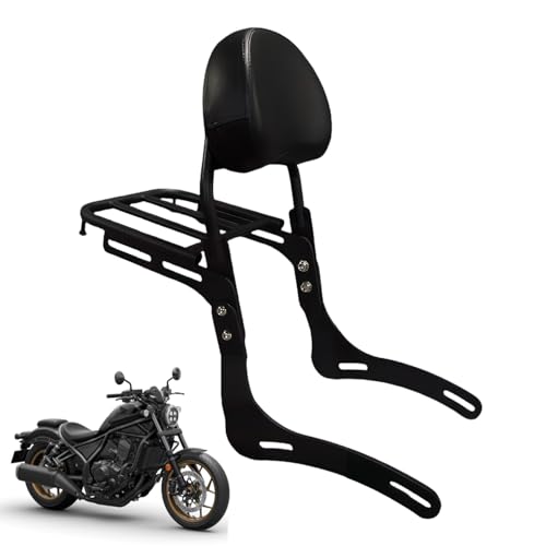 PGMTOING 背もたれクッションパッド バックラック 後部座席用バックレスト シェルフ レブル用1100用 CM1100用 背もたれクッション乗客背もたれ リアパッセンジャーバックレスト マットブラック バックレストシシーバー バイク (ブラック K)