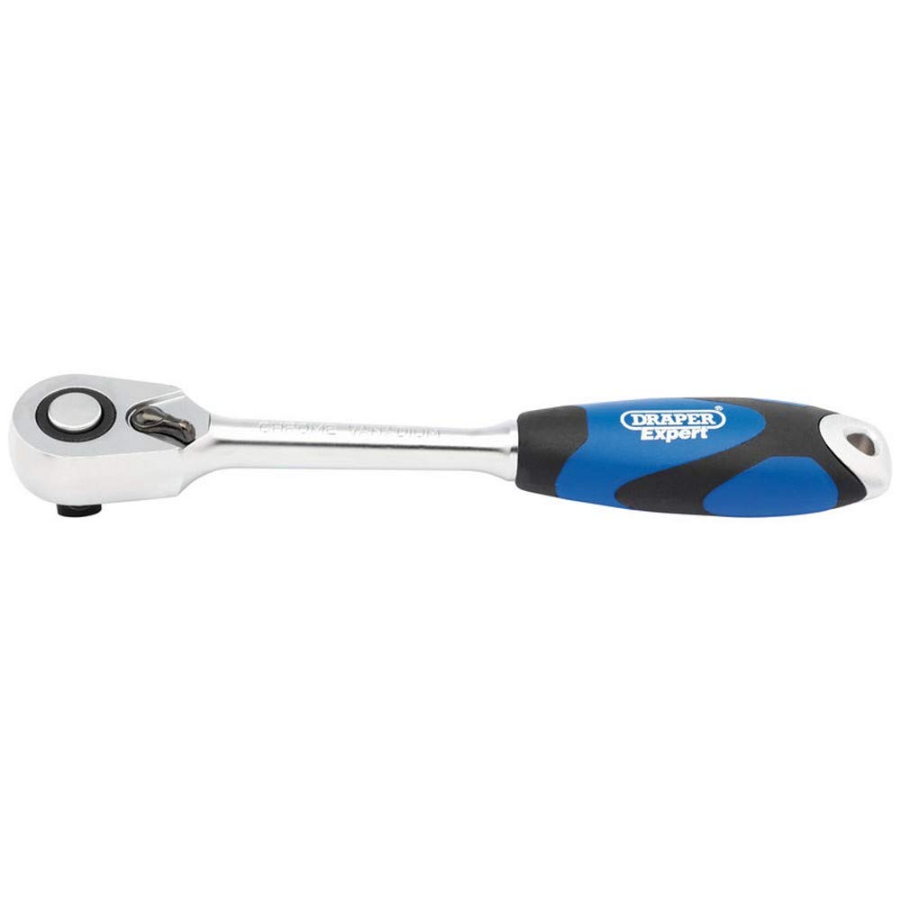 Draper 26504 - Cricchetto reversibile a 72 denti, attacco quadro da 1/2", con impugnatura morbida, colore: blu