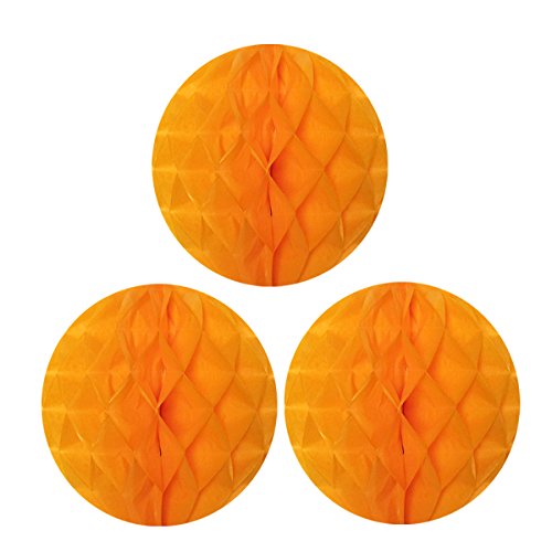 Wrapables 12" Set of 3 Tissue Honeycomb Ball Party Decorations for Weddings, Birthday Parties, Baby Showers, and Nursery Décor, Orange
