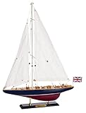 SAILINGSTORY Wooden Sailboat Model Ship Sailing Boat Yacht Decor Endeavour 1/100 Scale 1934 America's Cup Replica
