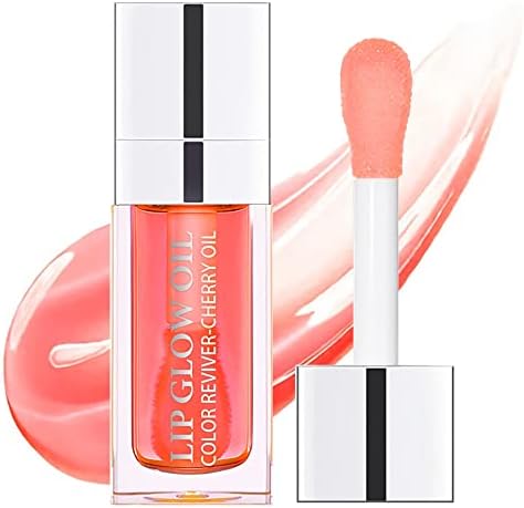 ZARICS Plumping Lip Oil, Hydrating Lip Gloss Tinted Lip Balm Lip Care Transparent Toot Lip Oil, Long Lasting Nourishing Lip Glow Oil Non-sticky Big Brush Glitter Shine Primer Lip Tint (PINK)