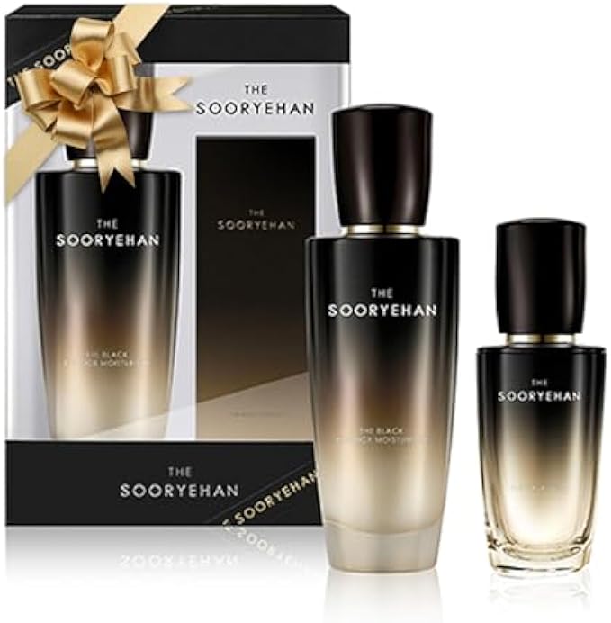 Sooryehan THE BLACK SKINCARE SET (160ml / 5.41 Fl Oz) - Korean Skincare Gift Set, Luxury Premium High-end by LG BEAUTY. Advanced Next Generation Bio Moisturizer & Serum,