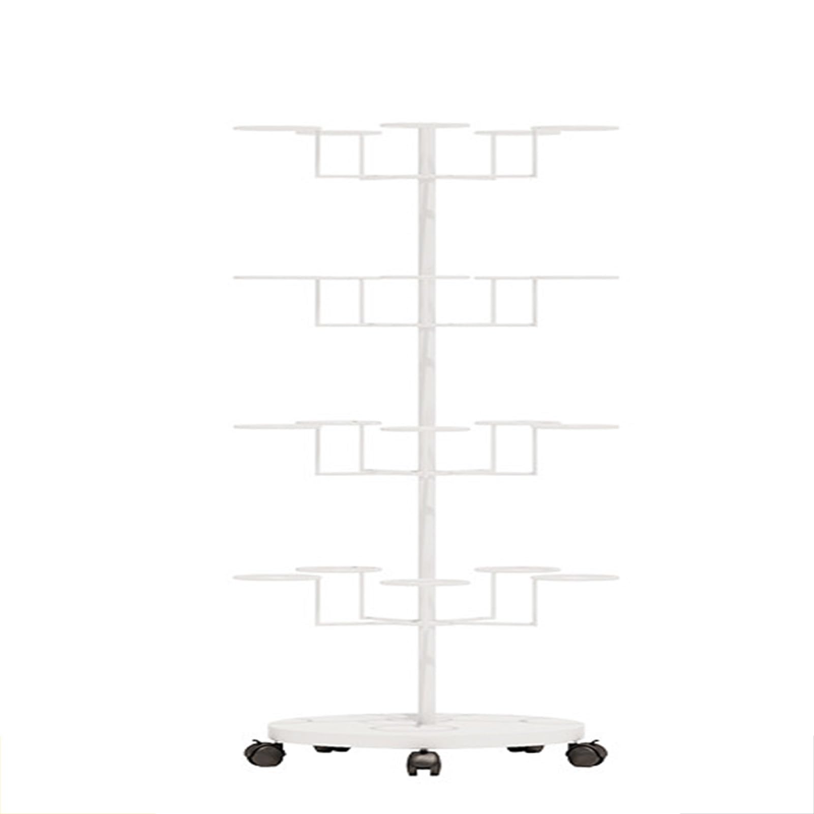 YNBSHGAA Rotating Hat Display Rack Stand, Multi-Layer Freestanding Floor Display for Retail, 4 Layers 53x22in, Ideal for Hats, Wigs, Helmets - White Color