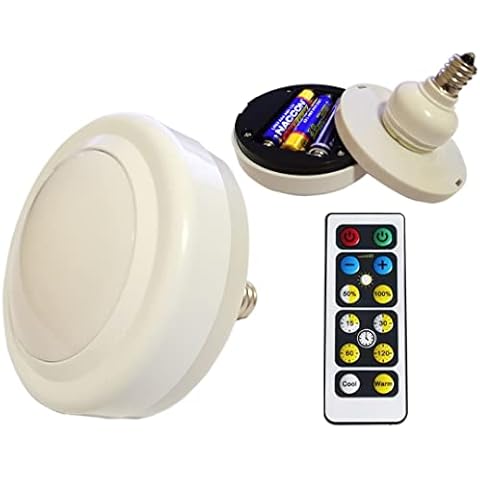 Battery Operated Light Bulb E12 with Remote Control for Lamps,AAA Battery LED Light Bulb 40W Dimmable and Timing Battery Powered Puck Light E12 Screw Socket for Wall Sconce Hanging Pendant lights Cover
