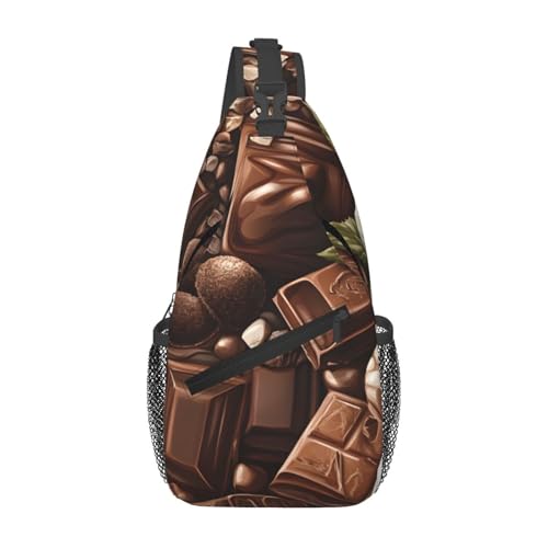 Bolso bandolera sling con diseño flores marrón miniatura 1