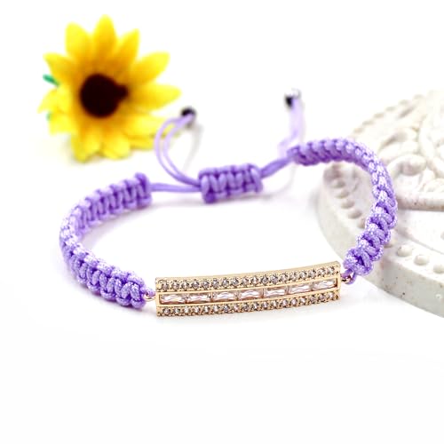 Image of Hand-woven String and Tennis Zircon Bracelet, Stylish Retro Adjustable Bracelet BFF Cubic Zirconia Crystal Women's Love Friendship Jewelry