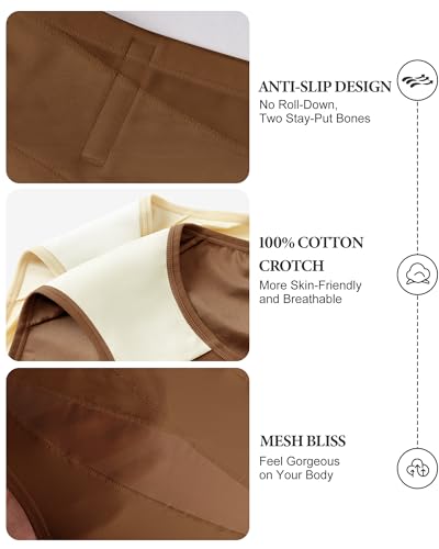 Image of Women's High Waisted Underwear Full Coverage Compression Briefs 4 /5 Packs Panties Postpartum Comfortable