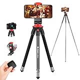 Fotopro Tripod for iPhone, 39.5'' Portable Lightweight Tripod for Cell Phone iPhone 11 Xs Max, 8-Section Adjustable Travel Tripod Stand with Remote