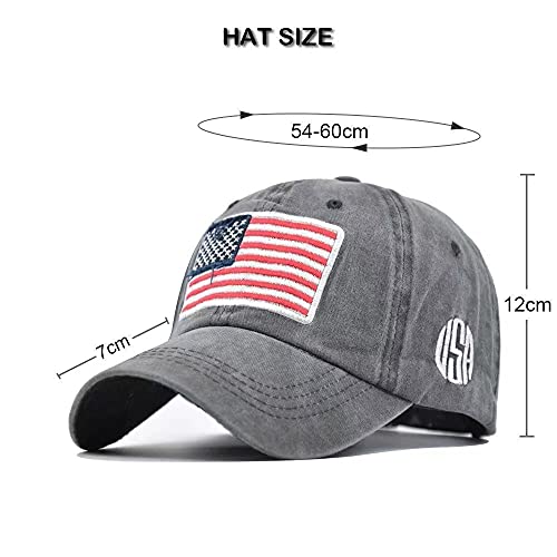 Image of Men's American-Flag Embroidered Baseball-Cap Distress Dad-Hats Adjustable