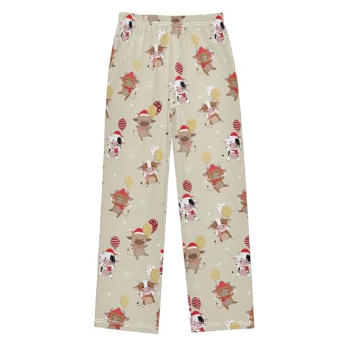ZZXXB Xmas Cow Balloon Boys Long Pants Soft Trousers Elastic Waist Kids Lounge Bottoms with Pockets S-XL