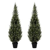 Keeplush Sztuczne cedrowe drzewa topiary, 15 m, odporne na promieniowanie UV, sztuczne rośliny bukszpanowe, dekoracje na werandę na zewnątrz, realistyczny wiecznie zielony cyprys do dekoracji patio