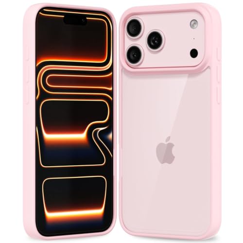 oakxco Thin Slim Clear case for iPhone 17 Pro/ 18 Pro, Transparent Hybrid Hard Shell Plastic & Soft Silicone Rubber Bumper, Non-Yellow Acrylic Protective Lightweight Cover for Women, Light Pink