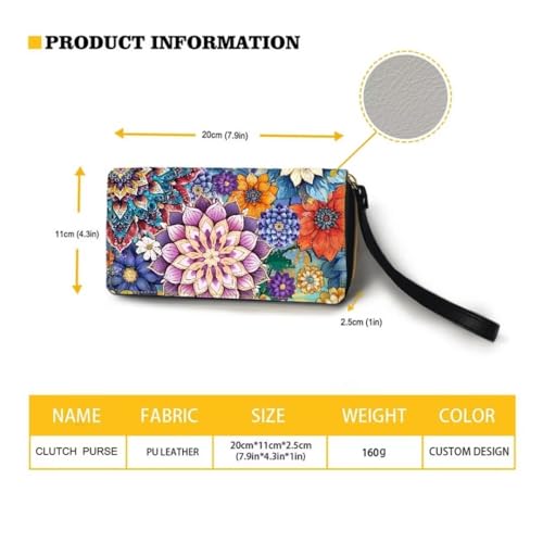 Bohemian Mandala Leather Wristlet Wallet for Women Portable Storage Bag Ethnic Style Fashion Travel Business Shopping Money Clips Handbag Purse3
