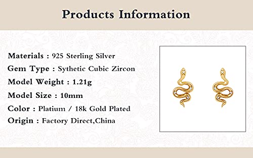 Argento Sterling 925 • Orecchini a bottone a forma di serpente