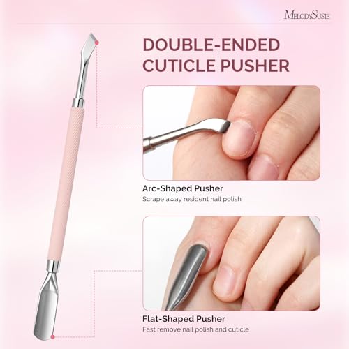 Image of Melodysusie 4 in 1 Acrylic Nail Clippers Set, Adjustable Stainless Steel Nail Clippers for Acrylic Nails Tips, with Cuticle Nipper Cuticle Pusher Remover for Home Salon, Light Pink