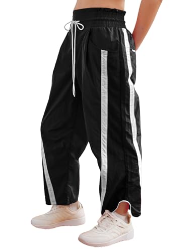 Wyeysyt Womens Wide Leg Pants Baggy Sweatpants Casual Drawstring Elastic Waist Contrast Color Y2K Track Pants