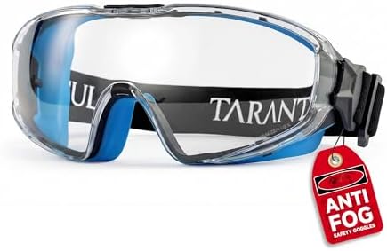 Tarantula ANSI Z87.1+ Safety Goggles Over Glasses, Anti-Fog & Anti-Scratch UV380 Lenses, Adjustable Strap, High-Impact Eye Protection for Lab, Woodworking & DIY