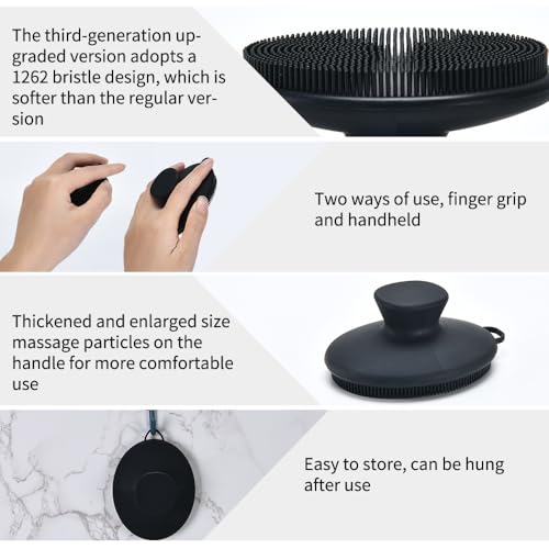 XIAOZHIHUI Face Scrubber,Silicone Face Scrubber for Men Women,Third Generation Upgraded 1262 Soft Bristle Manual Cleansing Brushes,Suitable for All Skin Types,face exfoliating Cleaning Brush (Black) (Large)