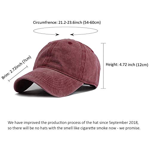 Image of HH HOFNEN Baseball Cap Washed Cotton Unstructured Vintage Hat for Men Women | Unisex Sports Ball Caps Sun Protection Adjustable Outdoor Curved-Brim Dad Hat Classic Plain Cap