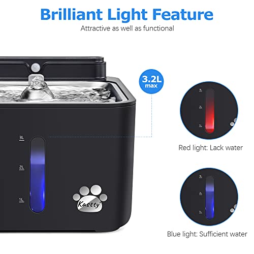 Wireless & Rechargeable Battery Operated Cat Water Fountain, Kastty 108oz/3.2L Larger Quiet Sensor Auto Cat Fountain… - Image 6