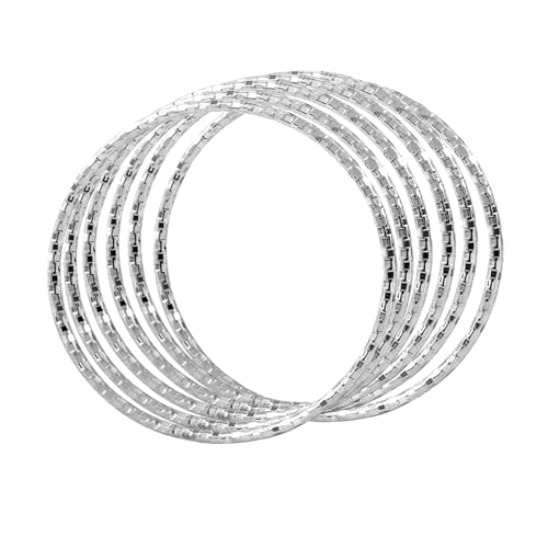 Image of Peora Silver Gold & Rose Gold Plated Metal Bangles Bracelet Fancy Gift for Women (6 Pcs. 2.6 inch)