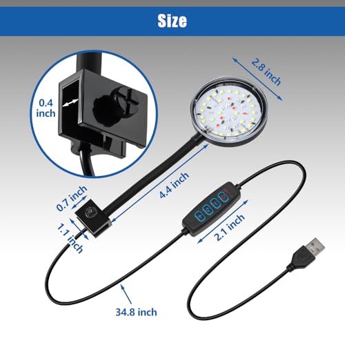 Novique Clip On Aquarium Light 8W LED Fish Tank Light with Full Spectrum & Dimmable Brightness USB Moving Aquarium Lamp for 1-5 Gallon Betta Fish Tanks