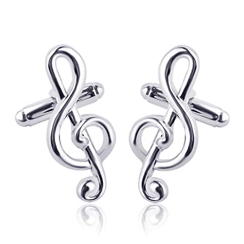 Mancuernillas musicales plateadas para hombre KnBoB miniatura 1