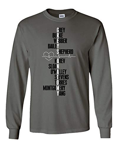 Societee Greys Anatomy Grey's Cast Gift Men's Long Sleeve T Shirt (Gray, Small)